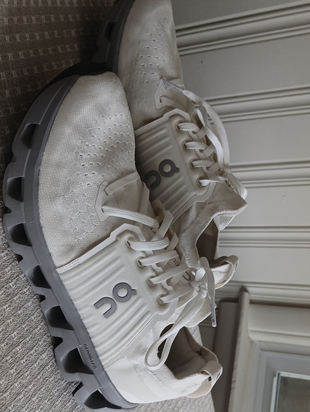 On Running Athletic Sneakers in White and Gray